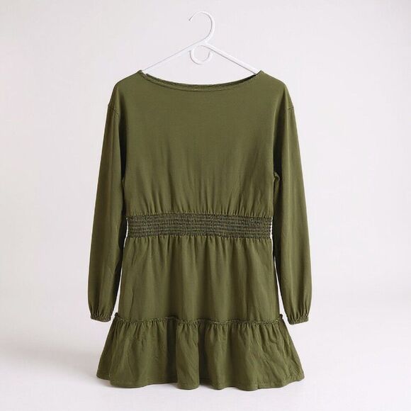 BOHO Green Midi DRESS XL BACK TIERED V NECK - Picture 3 of 7